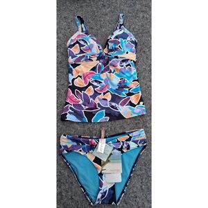 Sunseeker womens size 4 small two piece swimsuit purple blue bathing suit